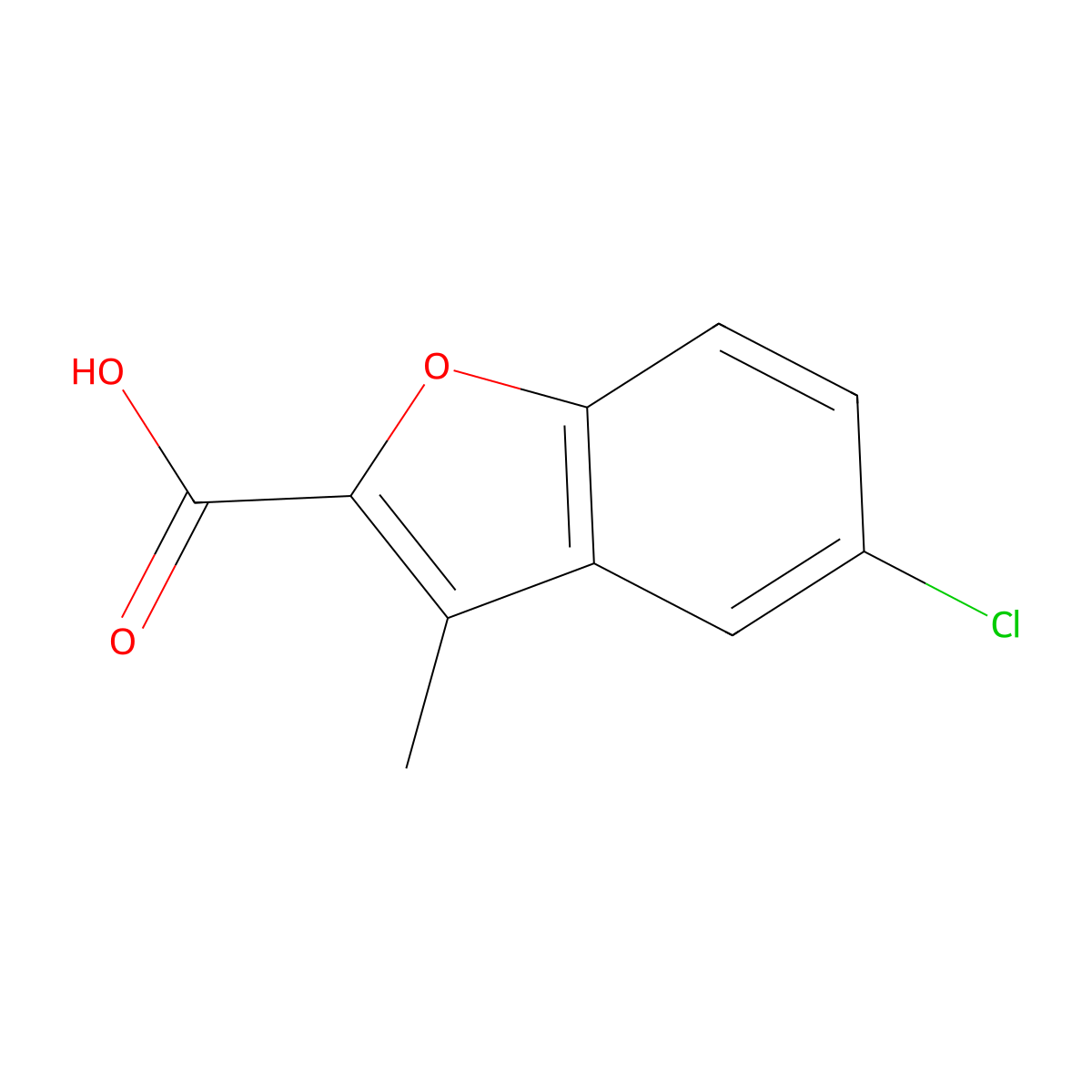 5-Chloro-3-methyl-1-benzofuran-2-carboxylic acid molecular structure, CAS 1134-00-5