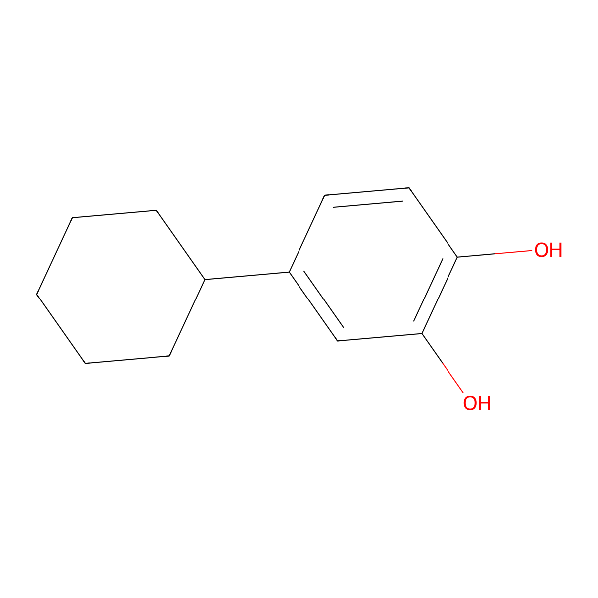 4-Cyclohexylbenzene-1,2-diol molecular structure, CAS 1134-37-8
