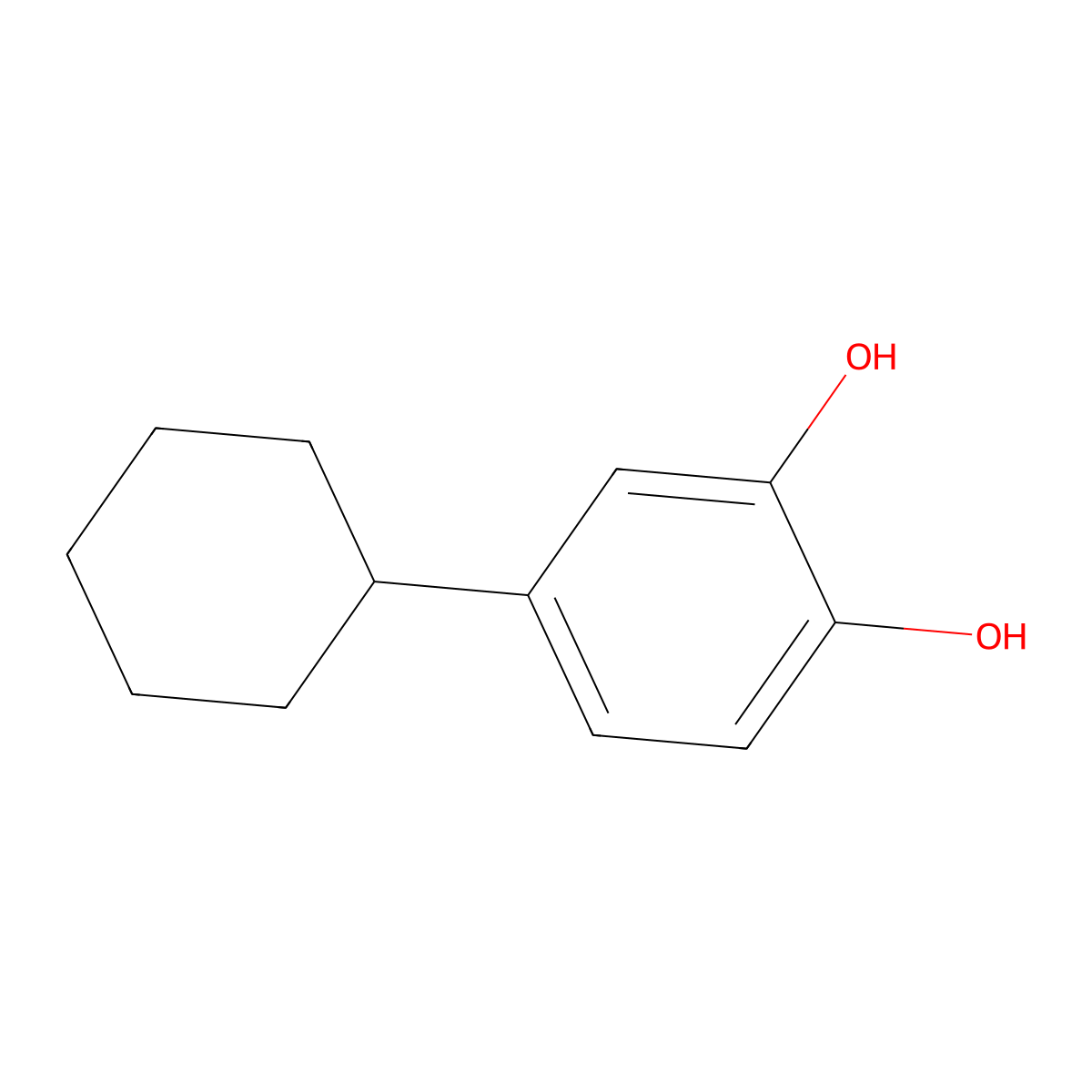 4-Cyclohexylbenzene-1,2-diol molecular structure, CAS 1134-37-8