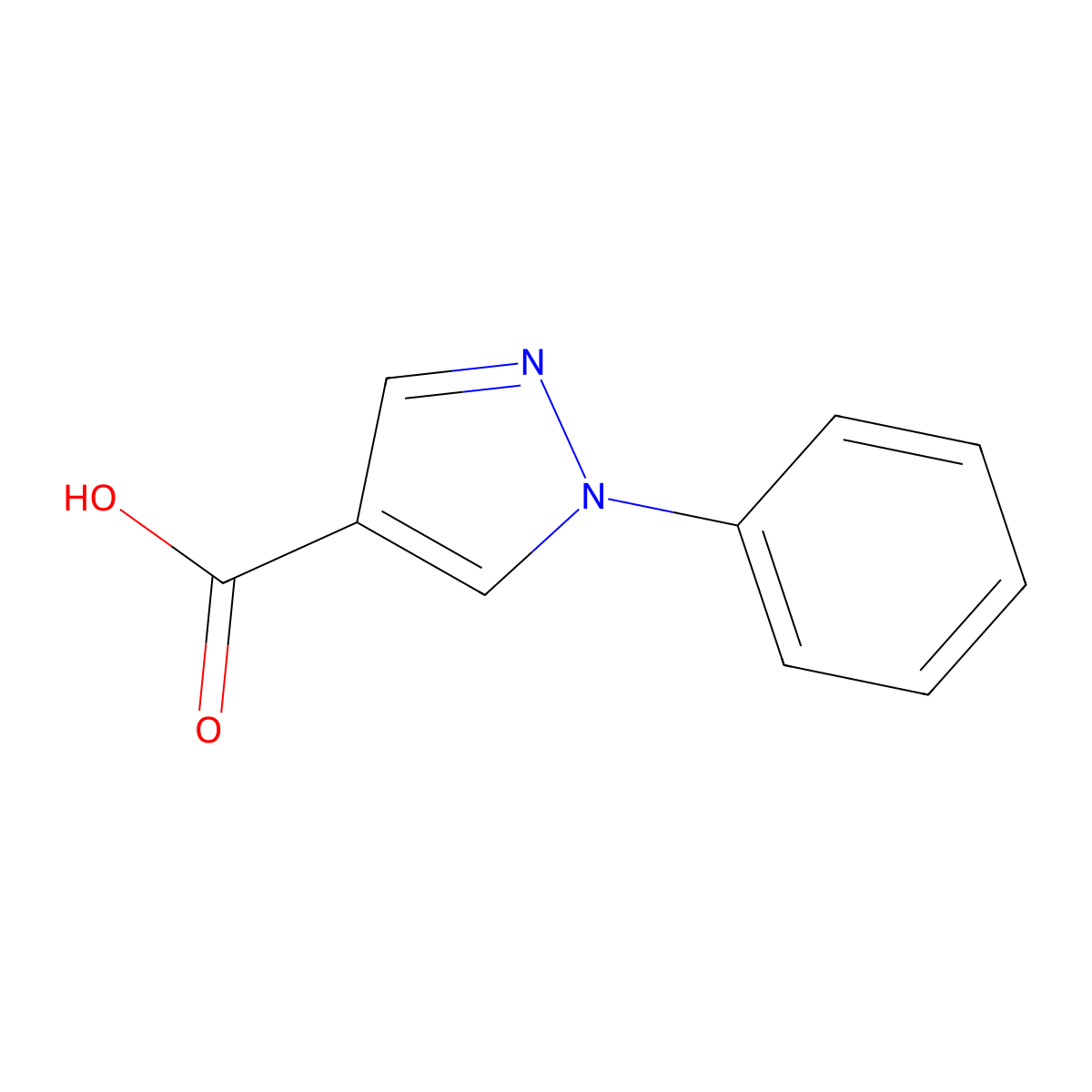 1-phenyl-1H-pyrazole-4-carboxylic acid molecular structure, CAS 1134-50-5