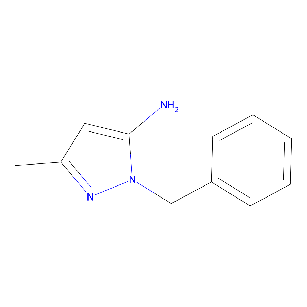1-benzyl-3-methyl-1H-pyrazol-5-amine molecular structure, CAS 1134-82-3