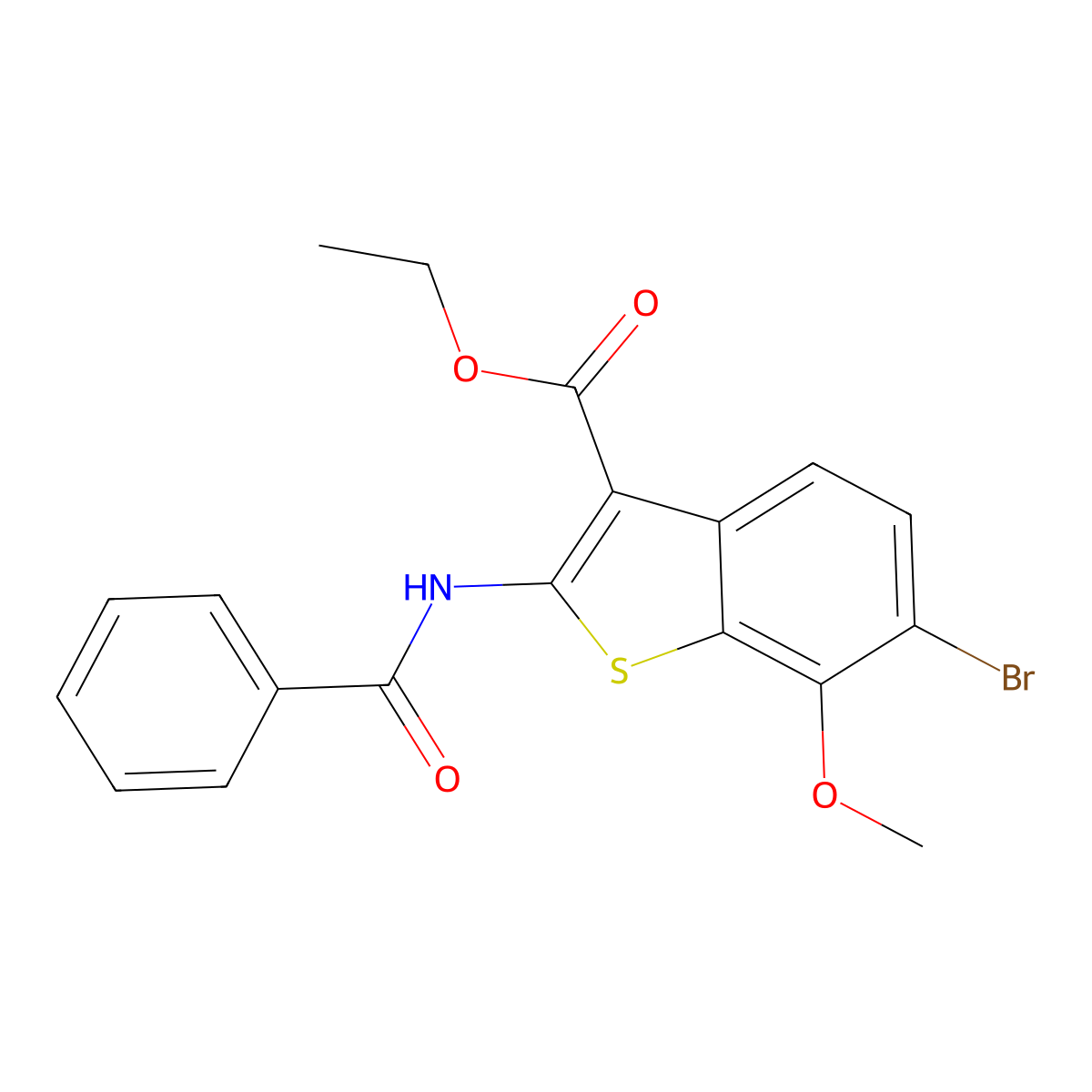 Ethyl 2-(benzoylamino)-6-bromo-7-methoxy-1-benzothiophene-3-carboxylate molecular structure, CAS 113407-96-8