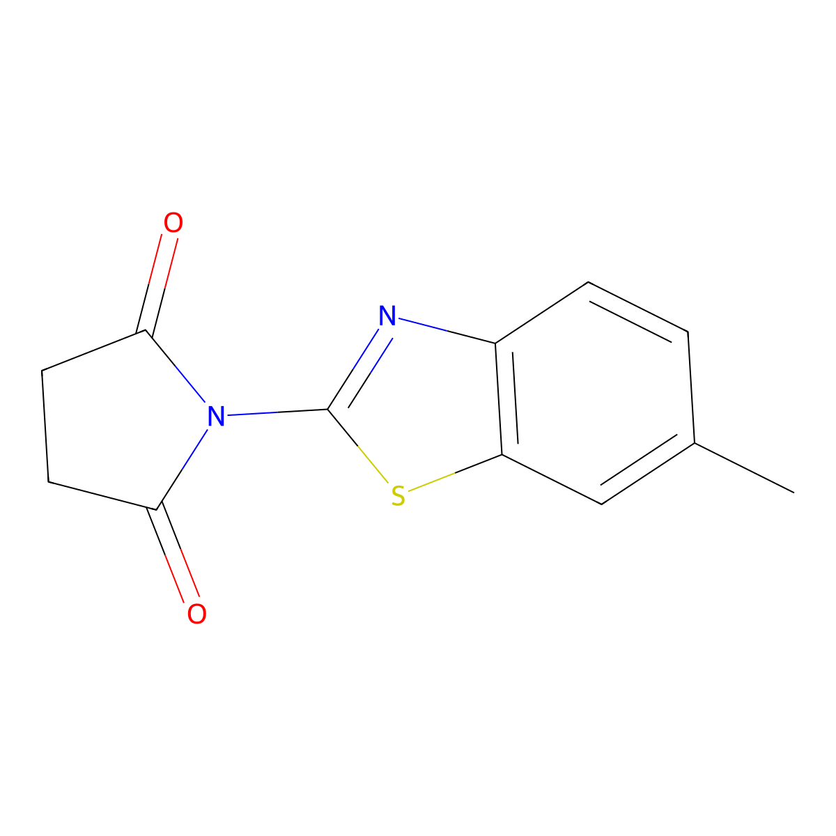 2,5-Pyrrolidinedione, 1-(6-methyl-2-benzothiazolyl)- molecular structure, CAS 113408-21-2
