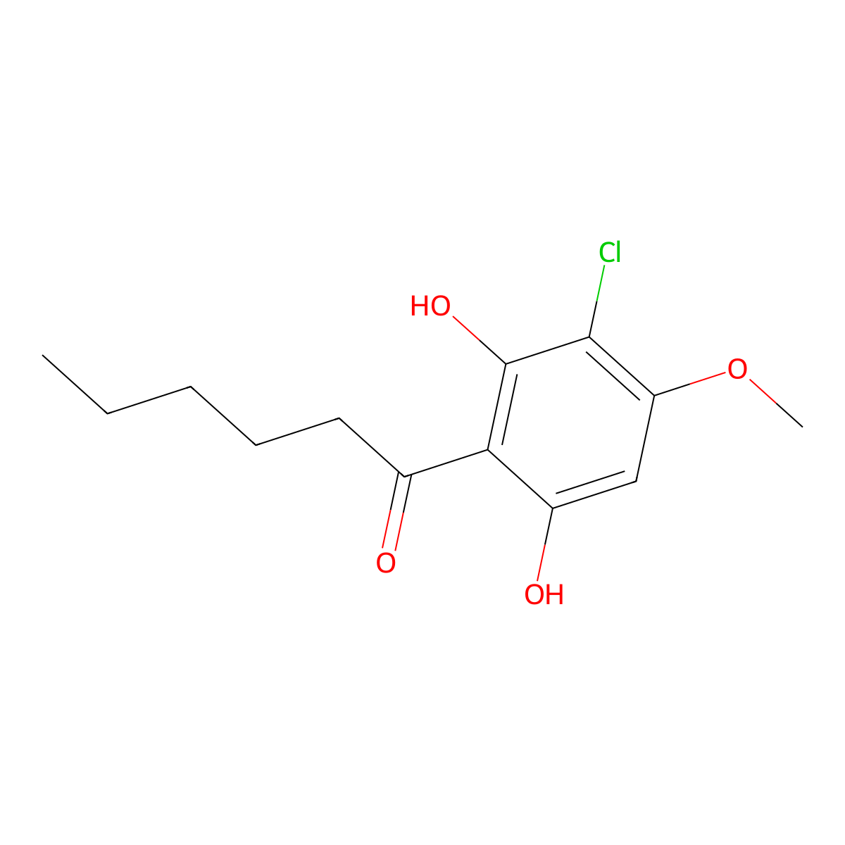 1-(3-Chloro-2,6-dihydroxy-4-methoxyphenyl)-1-hexanone molecular structure, CAS 113411-17-9