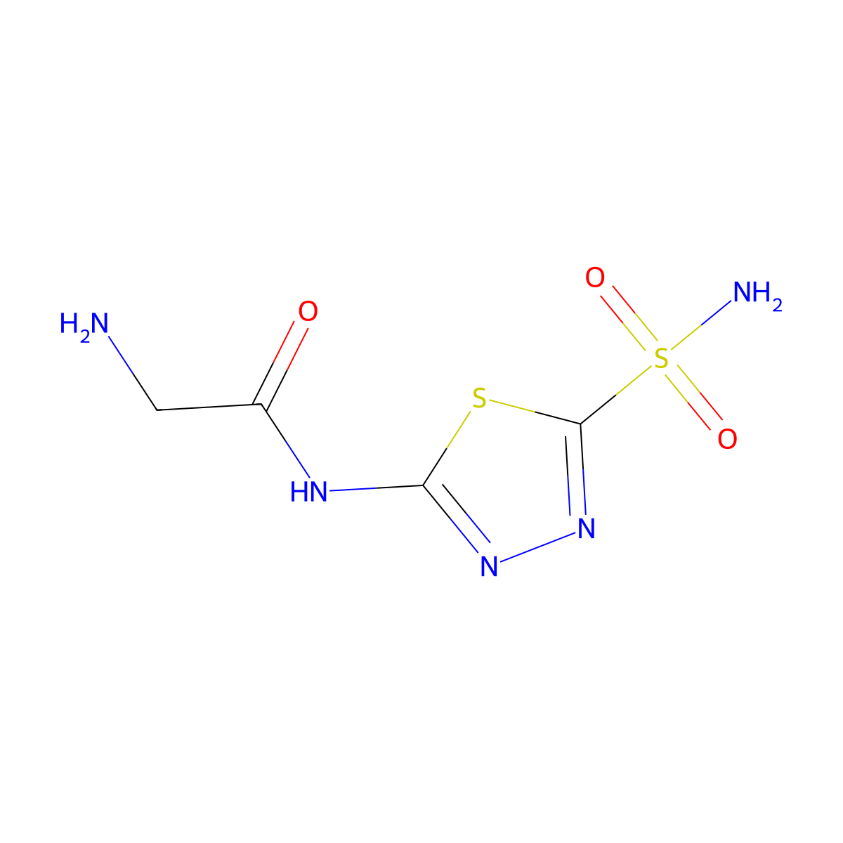 2-amino-N-(5-sulfamoyl-1,3,4-thiadiazol-2-yl)acetamide molecular structure, CAS 113411-20-4