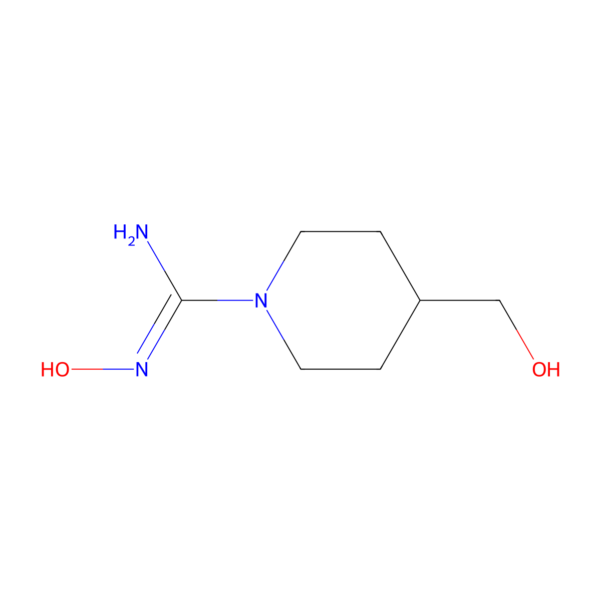 N-hydroxy-4-(hydroxymethyl)piperidine-1-carboximidamide molecular structure, CAS 1134110-64-7