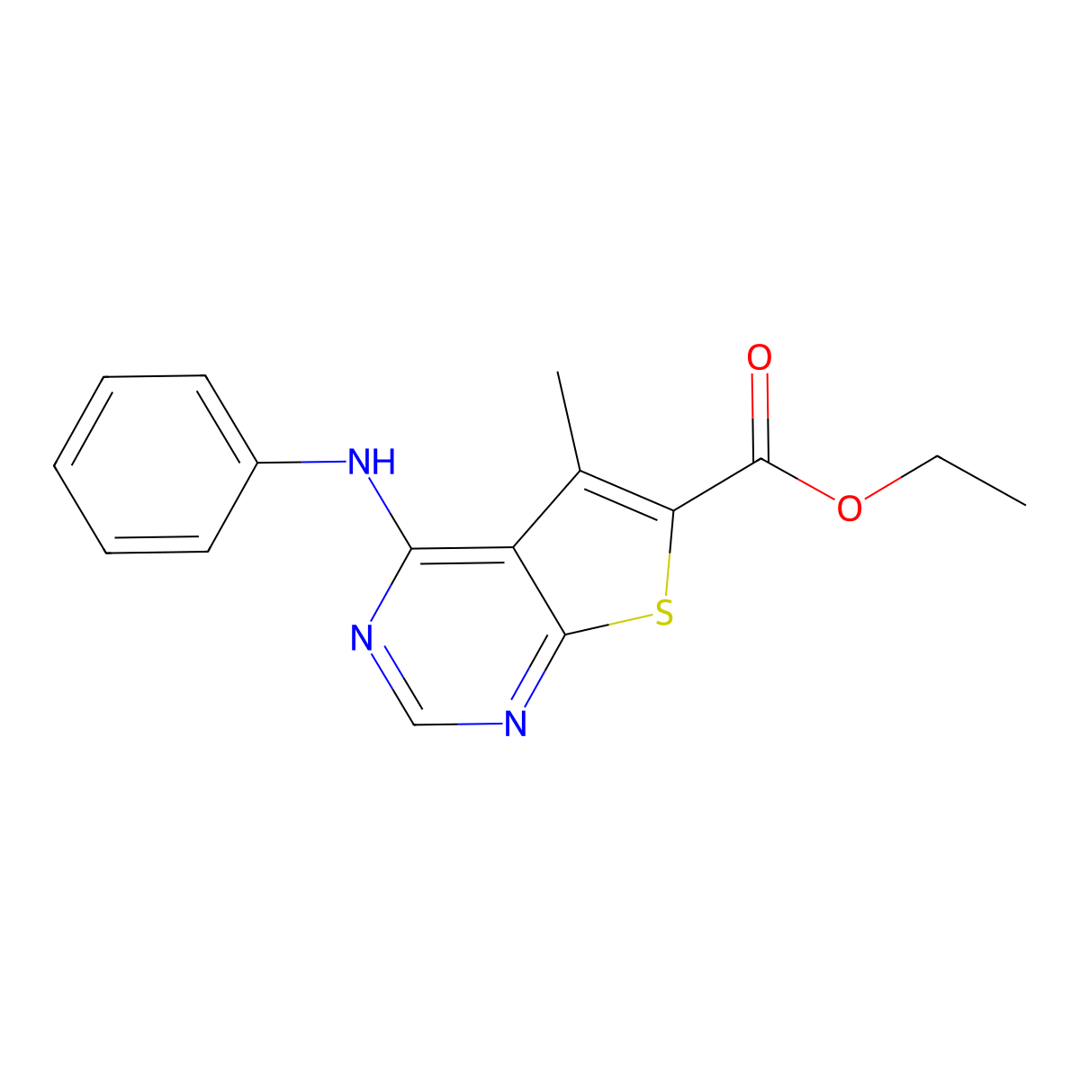 Ethyl 4-anilino-5-methylthieno[2,3-d]pyrimidine-6-carboxylate molecular structure, CAS 113417-47-3