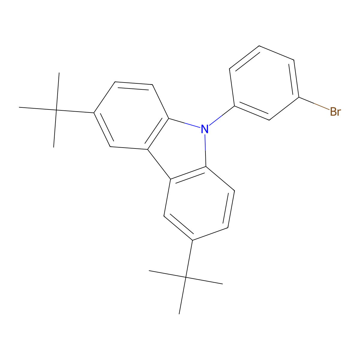 9-(3-Bromophenyl)-3,6-di-tert-butyl-9H-carbazole molecular structure, CAS 1134188-18-3