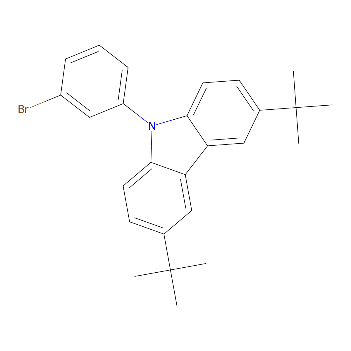 9-(3-Bromophenyl)-3,6-di-tert-butyl-9H-carbazole molecular structure, CAS 1134188-18-3