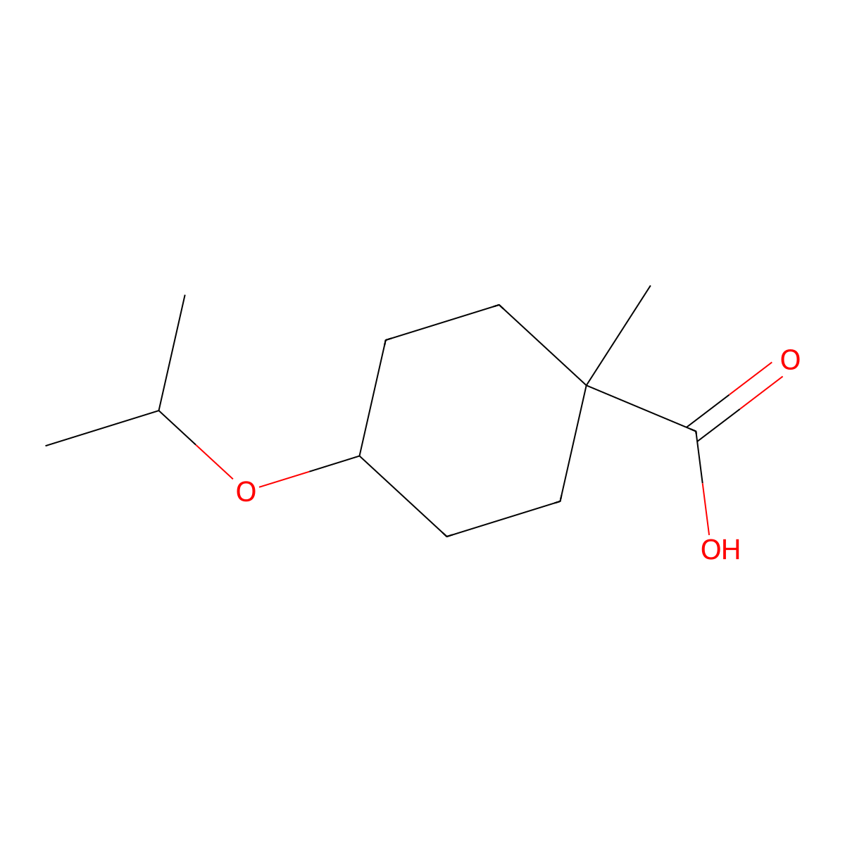 1-Methyl-4-(propan-2-yloxy)cyclohexane-1-carboxylic acid molecular structure, CAS 1134198-13-2
