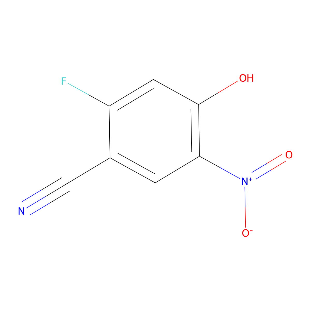 2-Fluoro-4-hydroxy-5-nitrobenzonitrile molecular structure, CAS 1134198-38-1