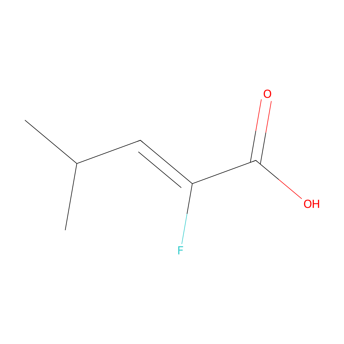 2-Fluoro-4-methylpent-2-enoic acid molecular structure, CAS 113425-72-2
