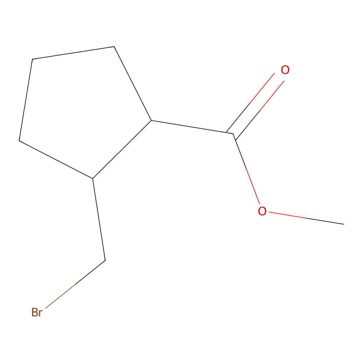 rac-methyl (1R,2R)-2-(bromomethyl)cyclopentane-1-carboxylate molecular structure, CAS 113428-54-9