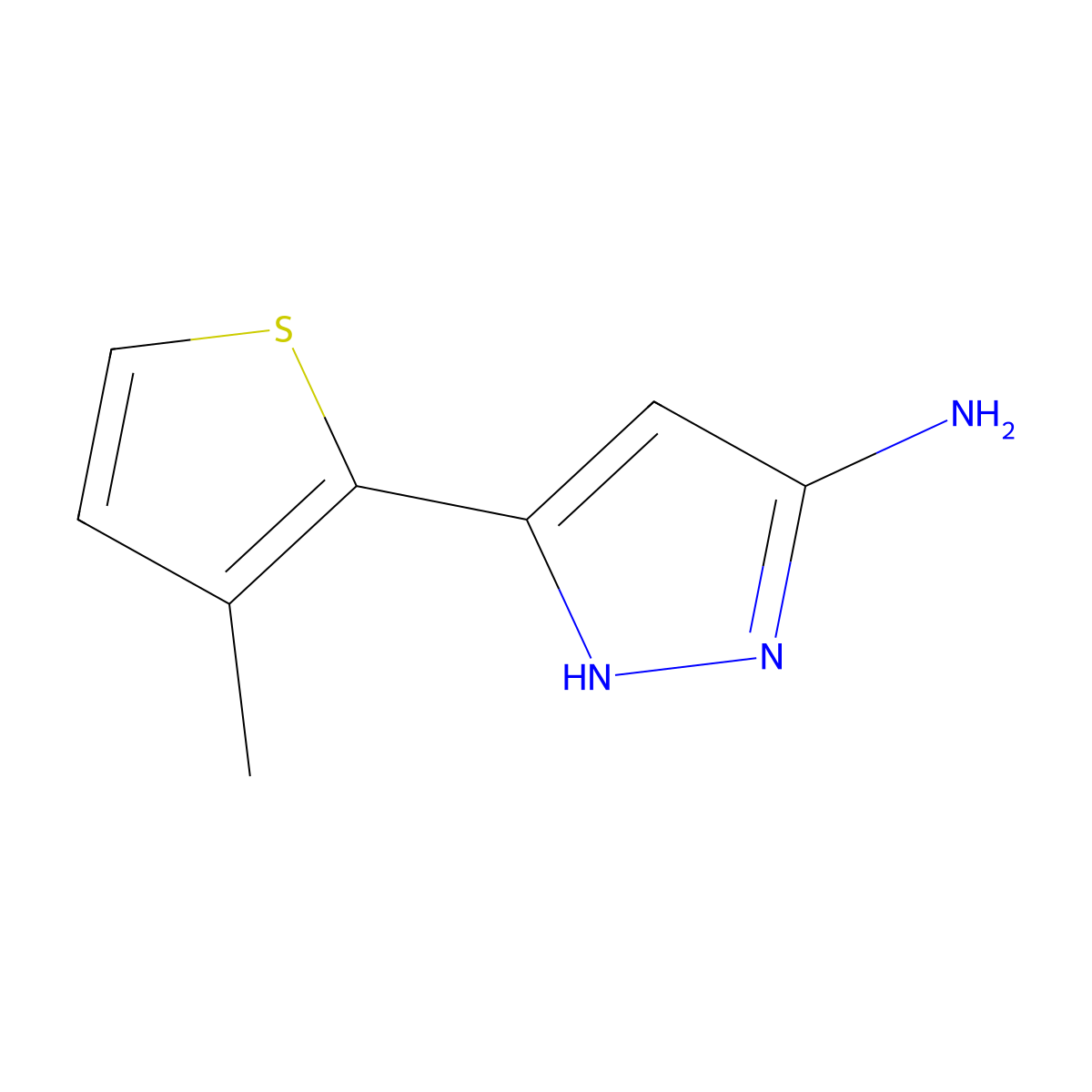3-(3-methylthiophen-2-yl)-1H-pyrazol-5-amine molecular structure, CAS 1134285-32-7