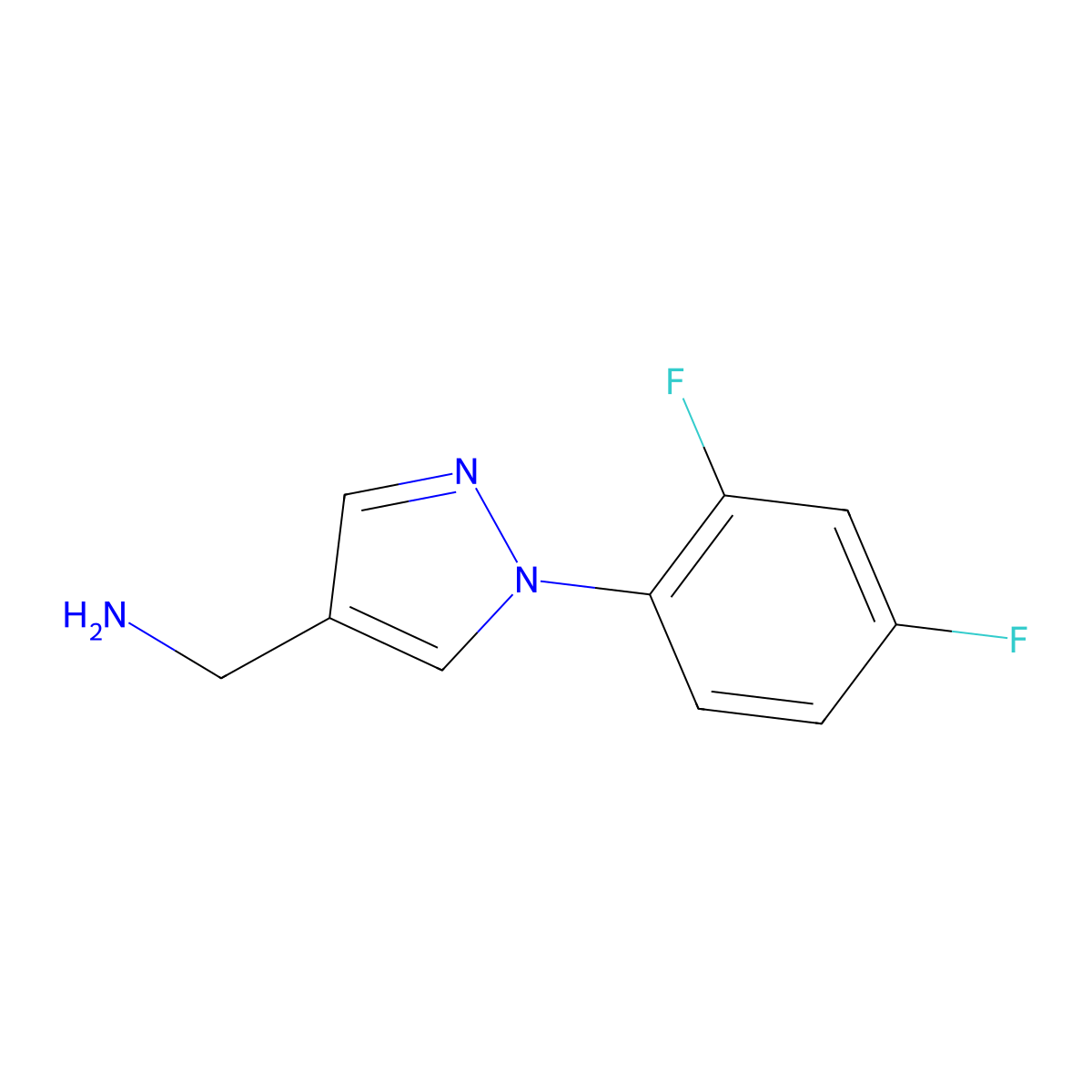 [1-(2,4-difluorophenyl)-1H-pyrazol-4-yl]methanamine molecular structure, CAS 1134304-59-8