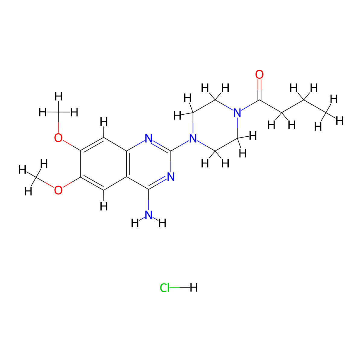 1-(4-(4-Amino-6,7-dimethoxyquinazolin-2-yl)piperazin-1-yl)butan-1-one hydrochloride molecular structure, CAS 1134307-50-8