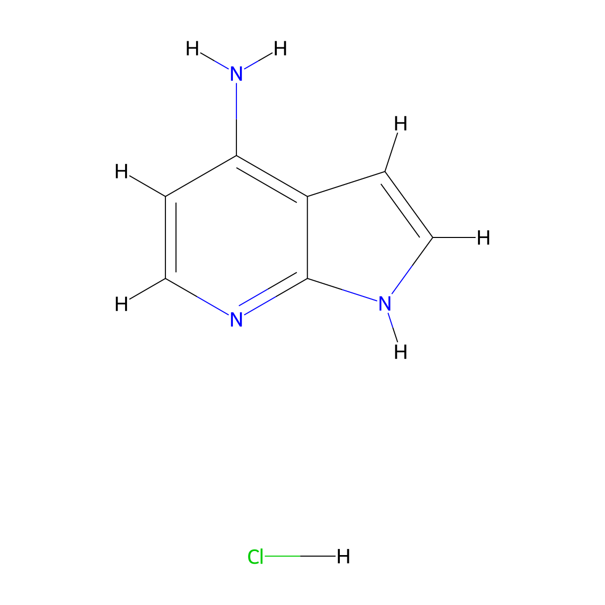 1H-pyrrolo[2,3-b]pyridin-4-amine hydrochloride molecular structure, CAS 1134307-94-0