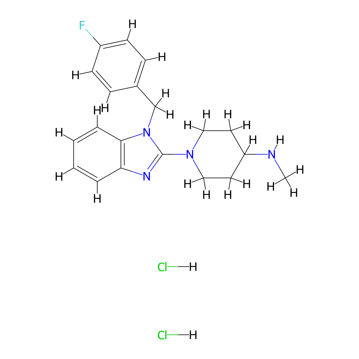 1-[1-[(4-Fluorophenyl)methyl]-1H-benzimidazol-2-yl]-N-methyl-4-piperidinamine dihydrochloride molecular structure, CAS 1134322-93-2