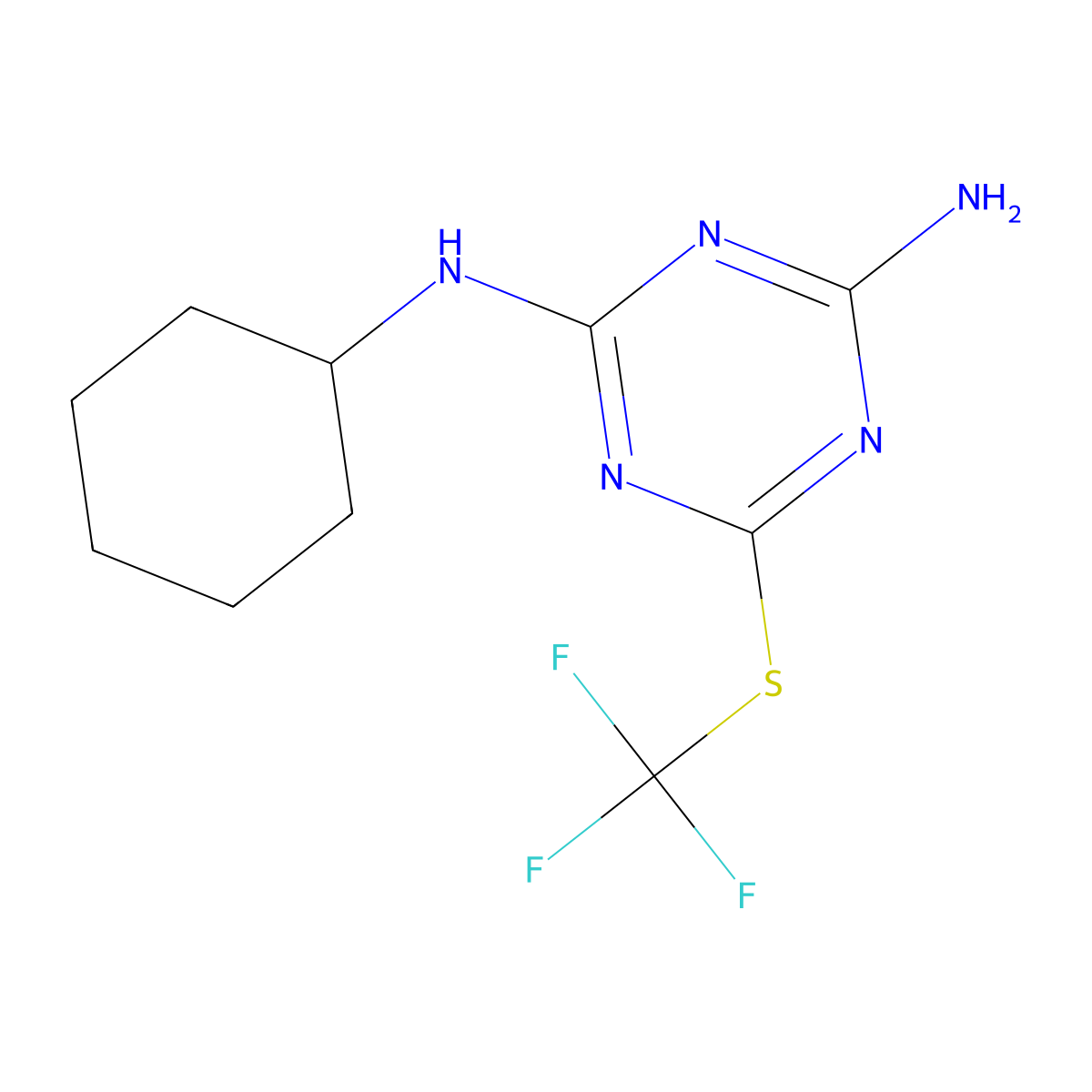 N-cyclohexyl-6-[(trifluoromethyl)thio]-1,3,5-triazine-2,4-diamine molecular structure, CAS 1134331-25-1