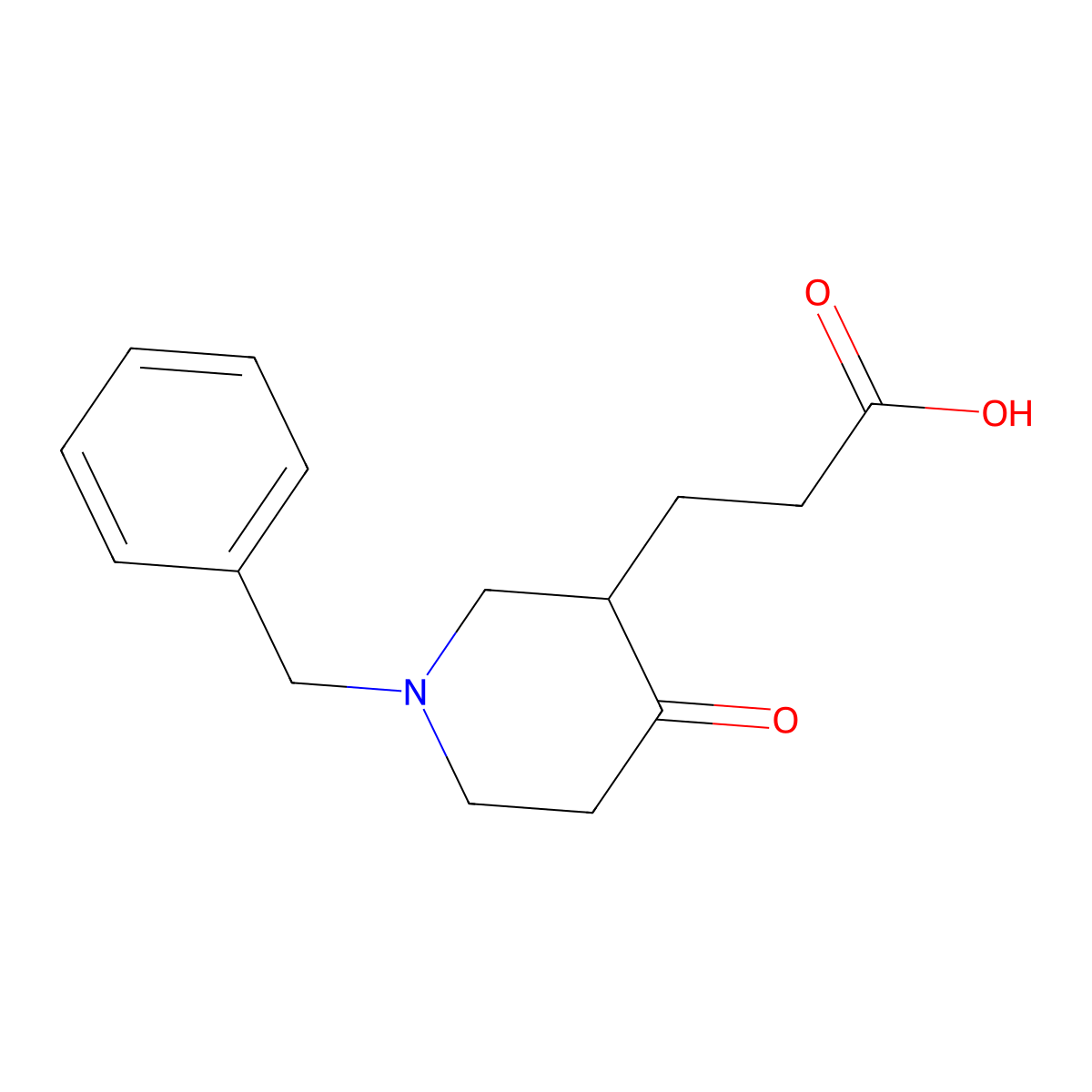 3-(1-Benzyl-4-oxopiperidin-3-yl)propanoic acid molecular structure, CAS 1134331-45-5