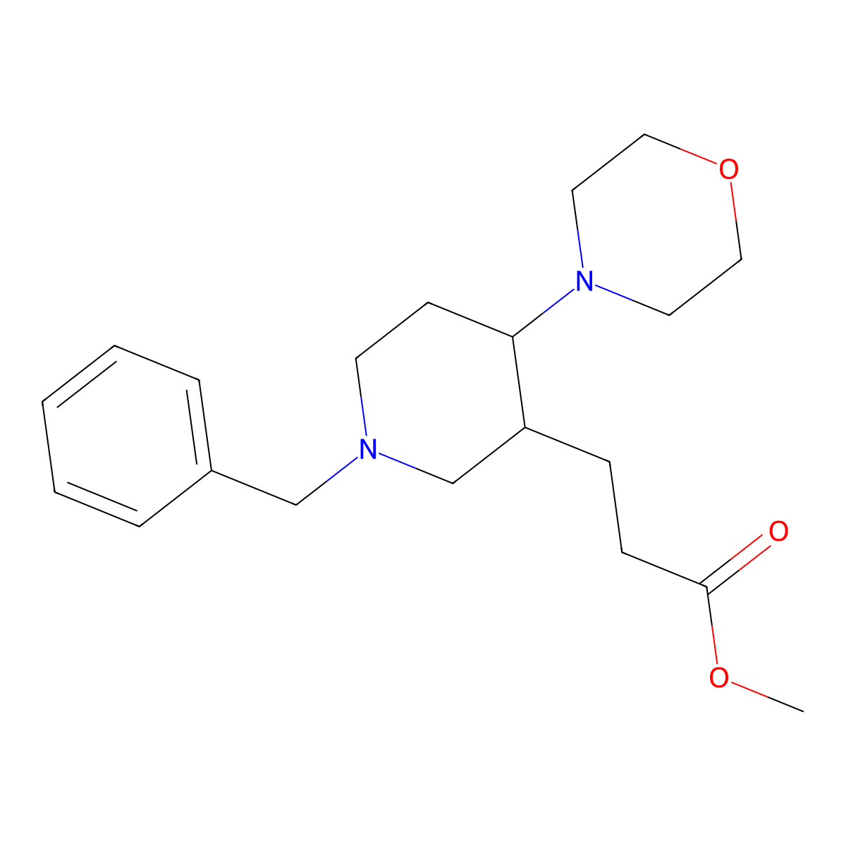 Methyl 3-(1-benzyl-4-morpholinopiperidin-3-yl)propanoate molecular structure, CAS 1134331-46-6