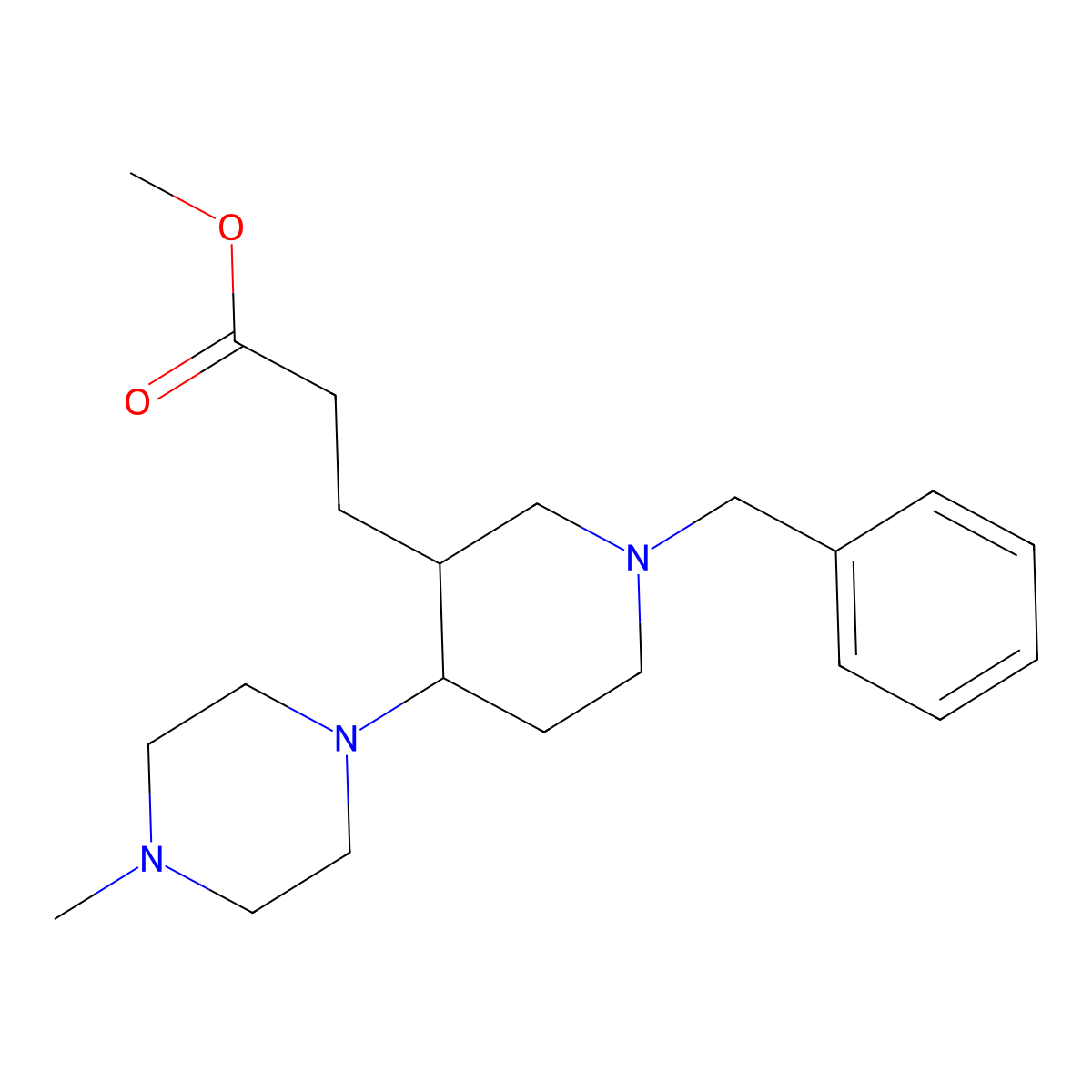 Methyl 3-(1-benzyl-4-(4-methylpiperazin-1-yl)piperidin-3-yl)propanoate molecular structure, CAS 1134331-47-7