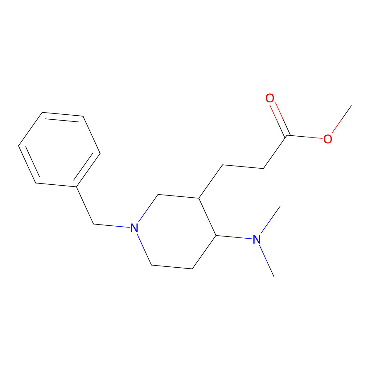 Methyl 3-(1-benzyl-4-(dimethylamino)piperidin-3-yl)propanoate molecular structure, CAS 1134331-49-9