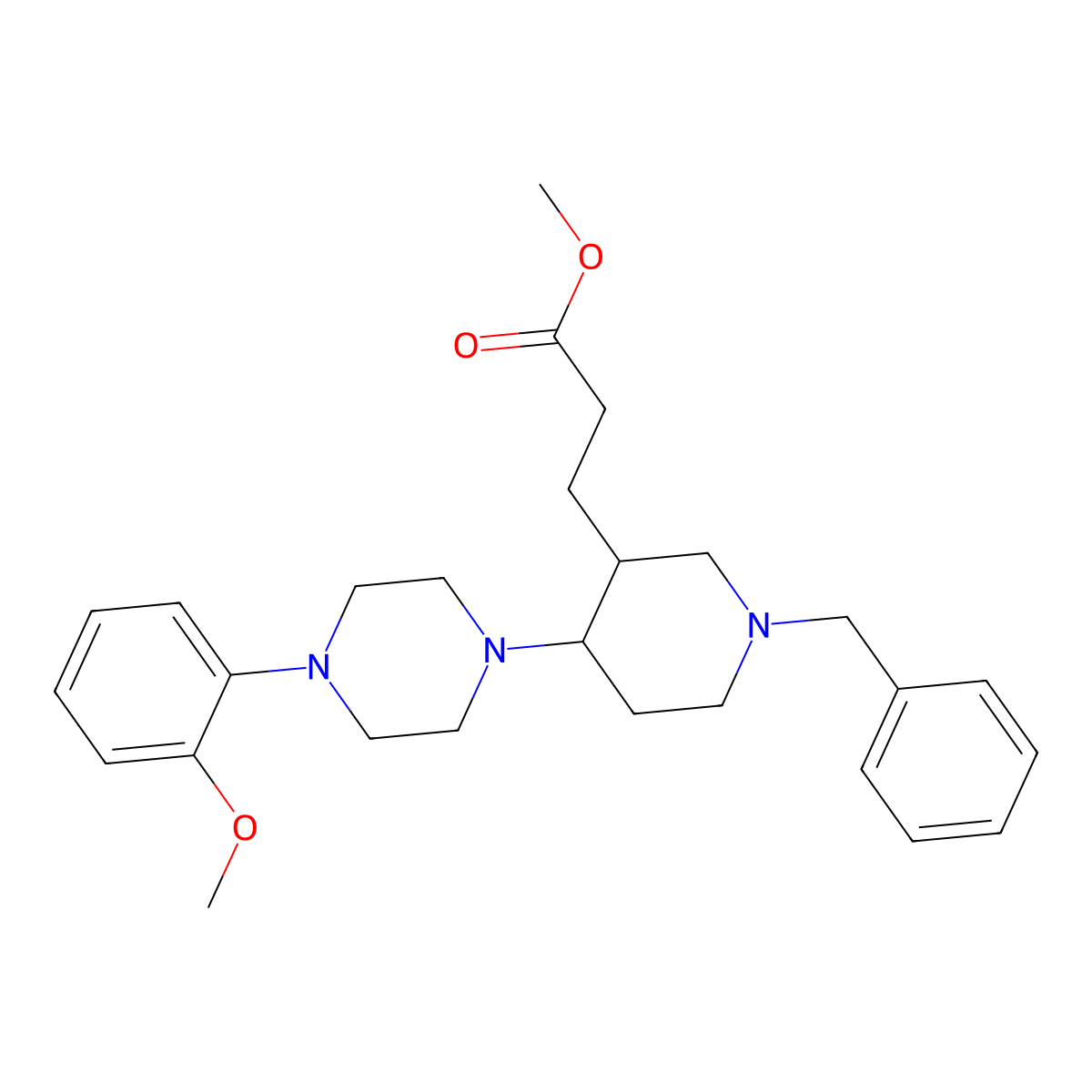 Methyl 3-{1-benzyl-4-[4-(2-methoxyphenyl)piperazin-1-yl]piperidin-3-yl}propanoate molecular structure, CAS 1134331-51-3
