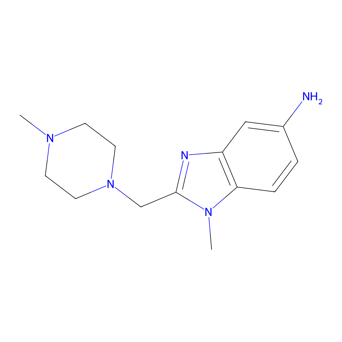 1-methyl-2-[(4-methylpiperazin-1-yl)methyl]-1H-benzimidazol-5-amine molecular structure, CAS 1134332-03-8
