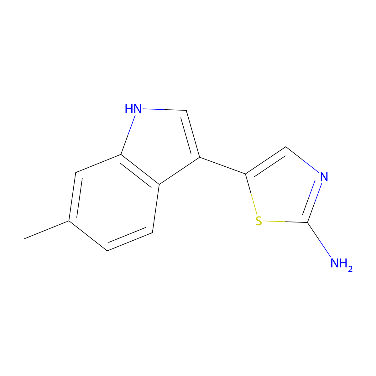 5-(6-methyl-1H-indol-3-yl)-1,3-thiazol-2-amine molecular structure, CAS 1134334-49-8