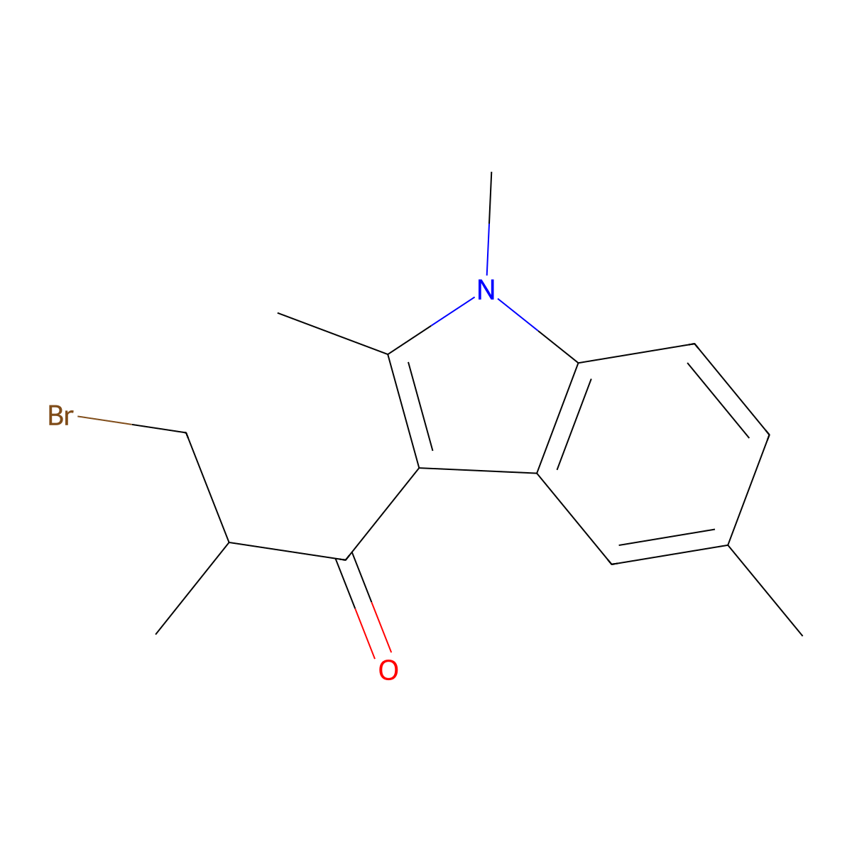 3-bromo-2-methyl-1-(1,2,5-trimethyl-1H-indol-3-yl)propan-1-one molecular structure, CAS 1134334-69-2