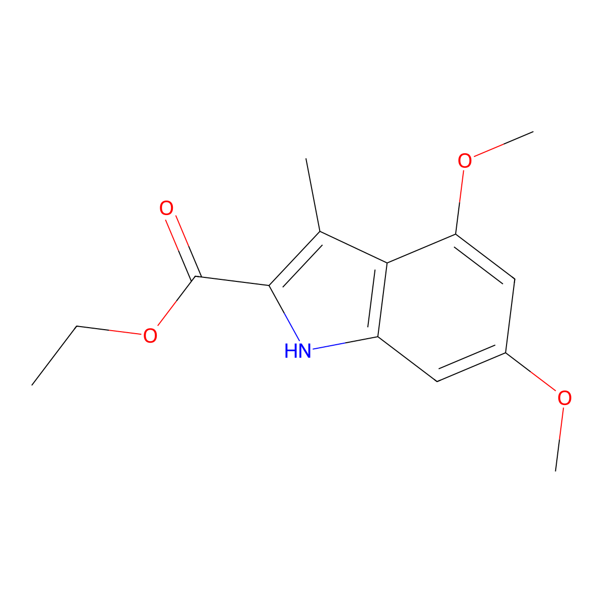 ethyl 4,6-dimethoxy-3-methyl-1H-indole-2-carboxylate molecular structure, CAS 1134334-78-3