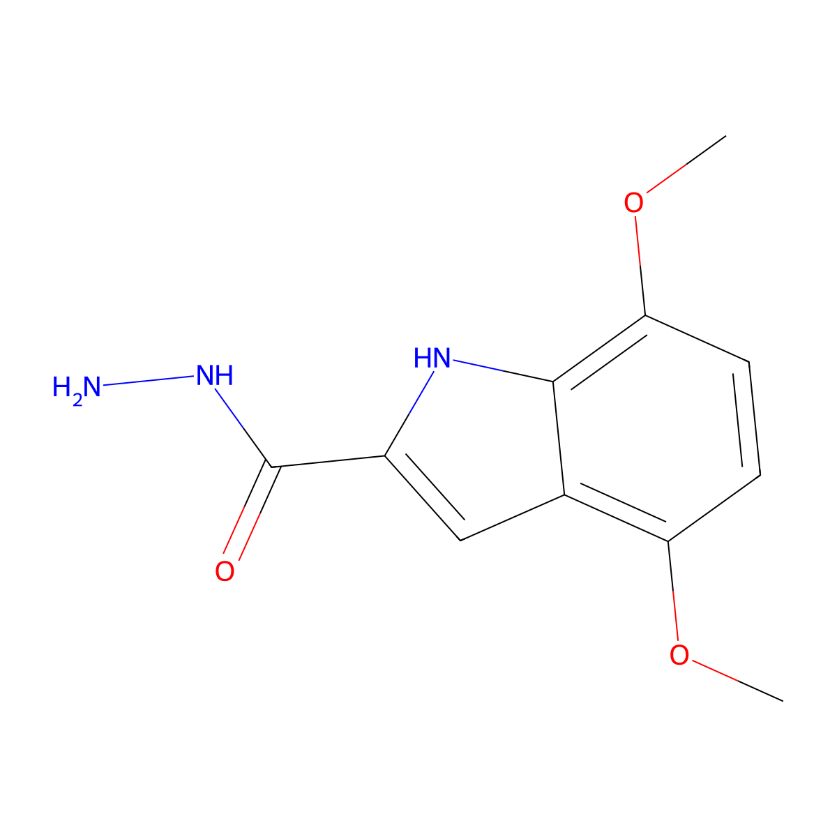4,7-dimethoxy-1H-indole-2-carbohydrazide molecular structure, CAS 1134334-82-9