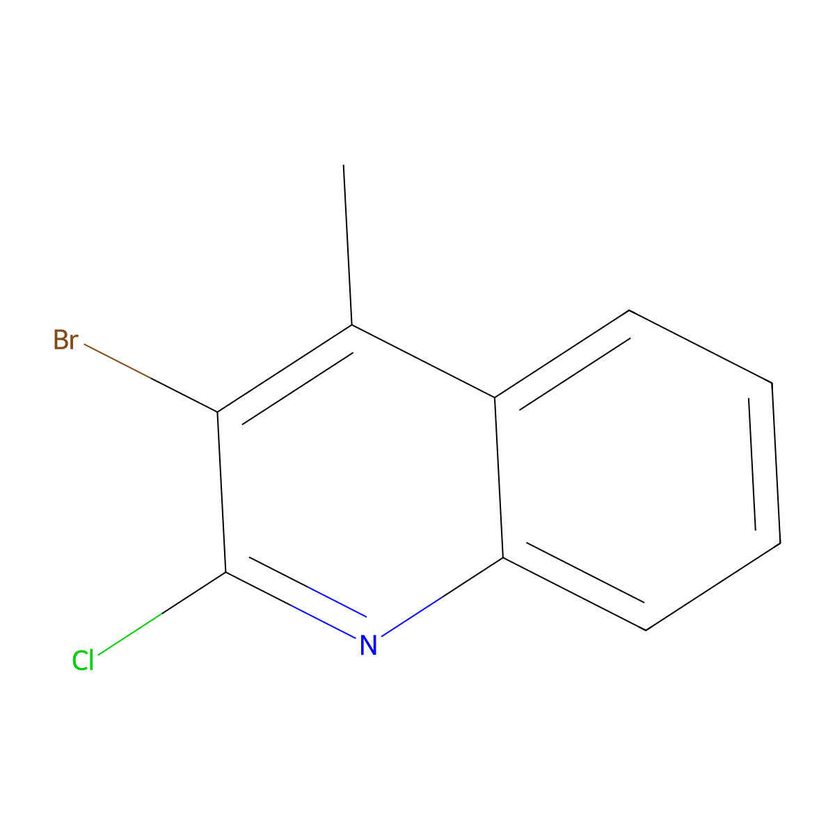 3-Bromo-2-chloro-4-methylquinoline molecular structure, CAS 1134335-05-9