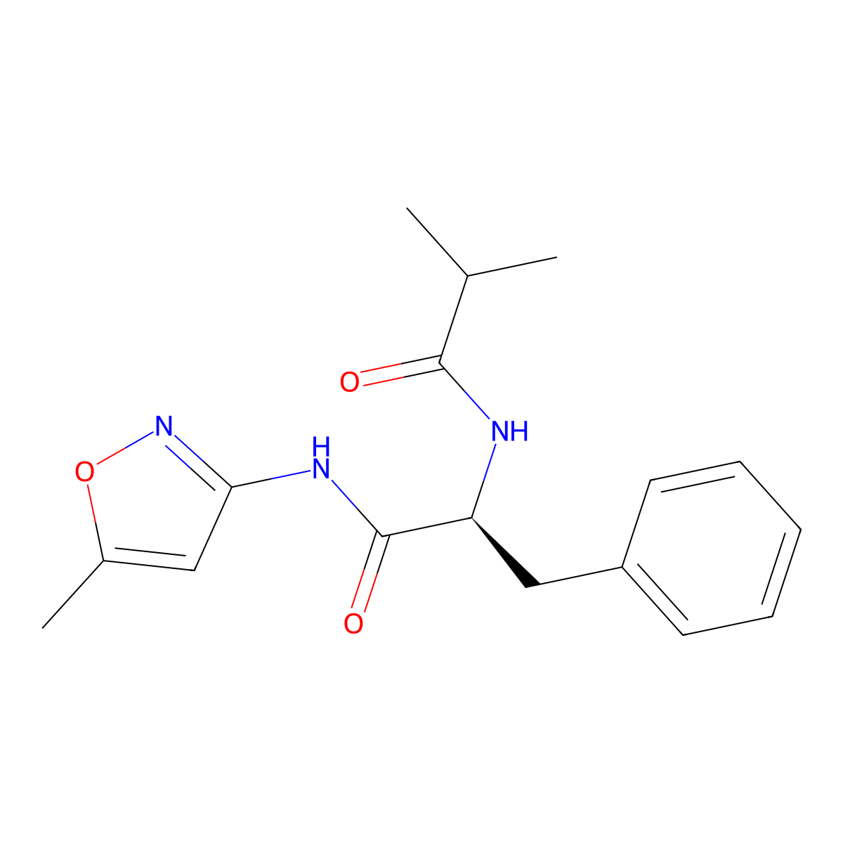 (S)-2-Isobutyramido-N-(5-methylisoxazol-3-yl)-3-phenylpropanamide molecular structure, CAS 1134368-62-9
