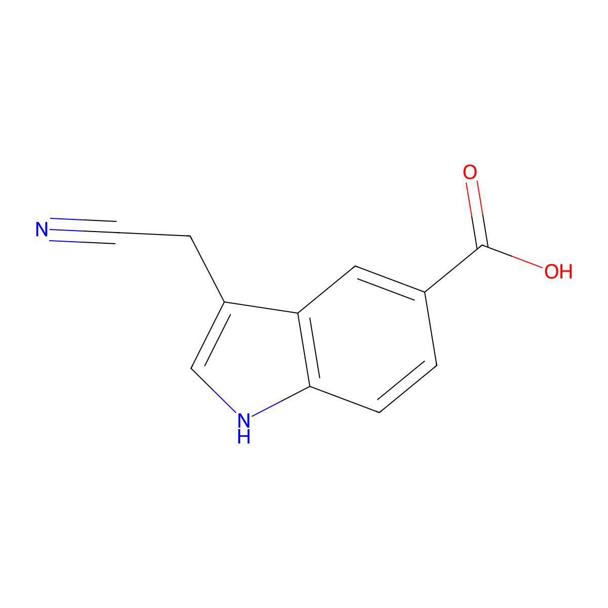3-(cyanomethyl)-1H-indole-5-carboxylic acid molecular structure, CAS 113438-60-1