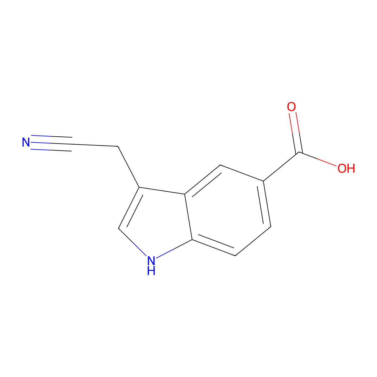 3-(cyanomethyl)-1H-indole-5-carboxylic acid molecular structure, CAS 113438-60-1