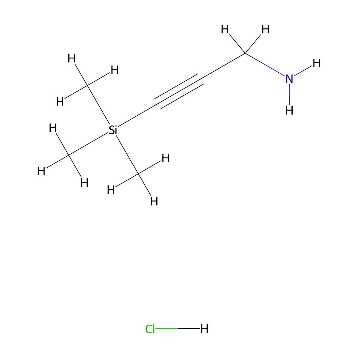 (3-Aminoprop-1-yn-1-yl)trimethylsilane hydrochloride molecular structure, CAS 113439-84-2
