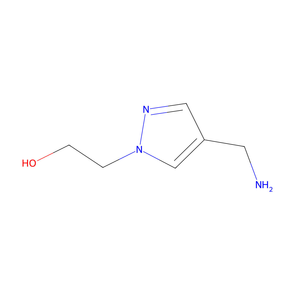 2-(4-(Aminomethyl)-1H-pyrazol-1-YL)ethanol molecular structure, CAS 1134465-90-9