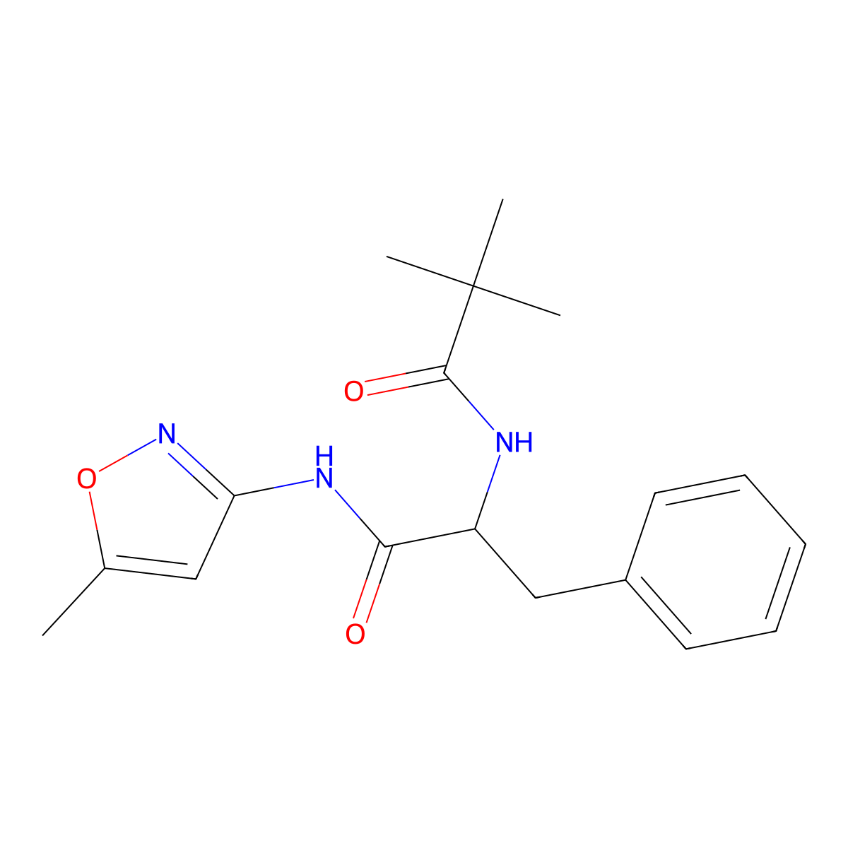 (S)-N-(1-((5-Methylisoxazol-3-yl)amino)-1-oxo-3-phenylpropan-2-yl)pivalamide molecular structure, CAS 1134469-60-5