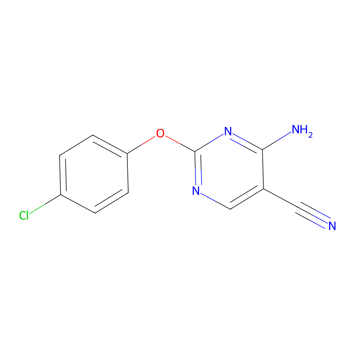 4-Amino-2-(4-chlorophenoxy)pyrimidine-5-carbonitrile molecular structure, CAS 113447-04-4