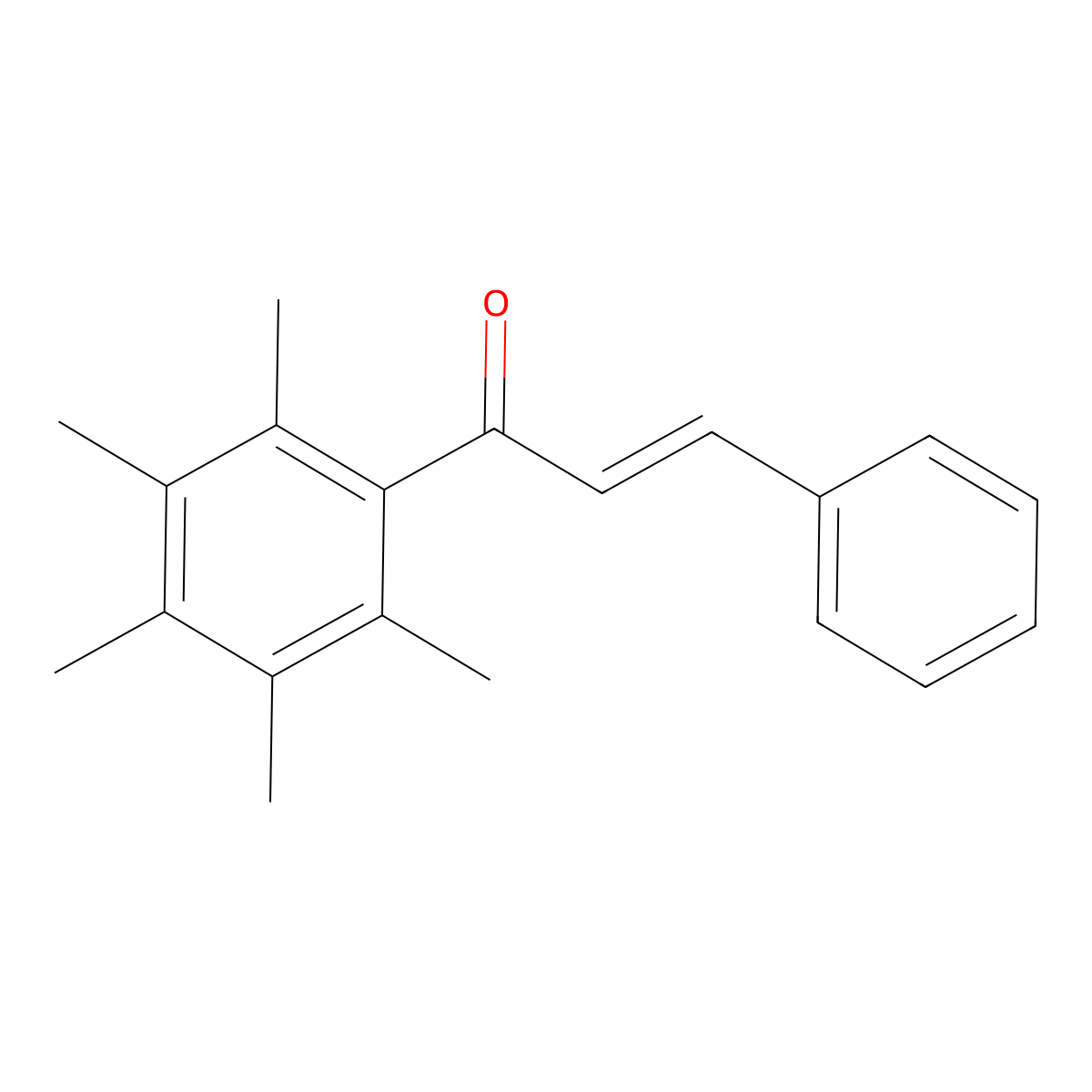 1-(Pentamethylphenyl)-3-phenylprop-2-en-1-one molecular structure, CAS 113450-88-7