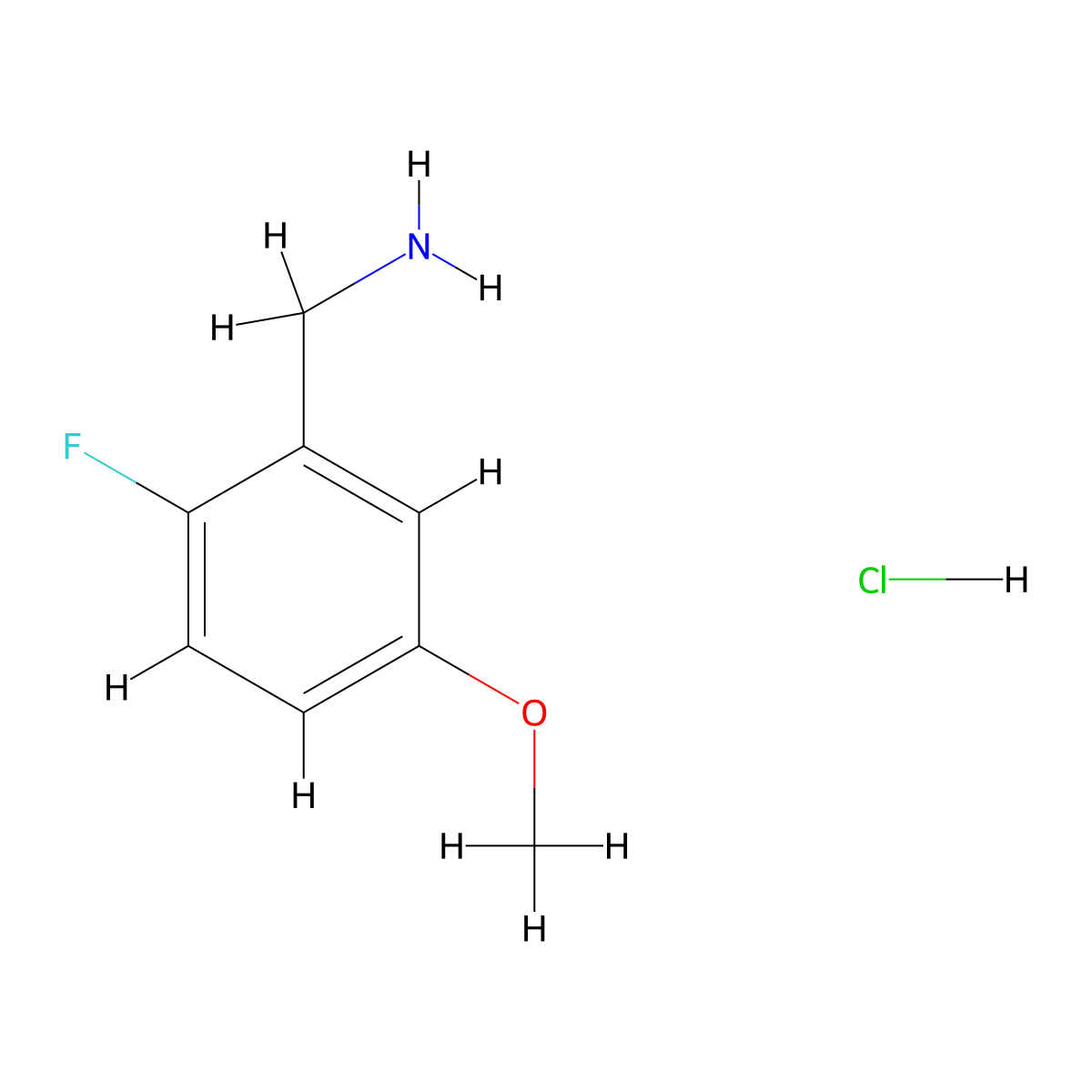 (2-Fluoro-5-methoxyphenyl)methanamine hydrochloride molecular structure, CAS 1134508-37-4