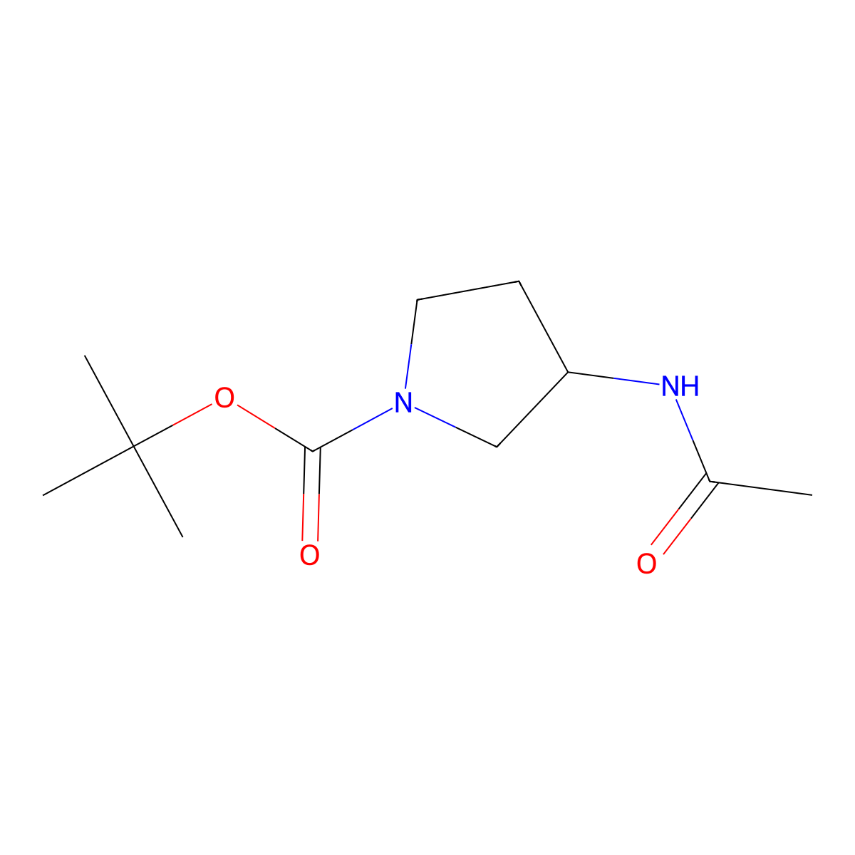 tert-Butyl 3-acetamidopyrrolidine-1-carboxylate molecular structure, CAS 113451-56-2