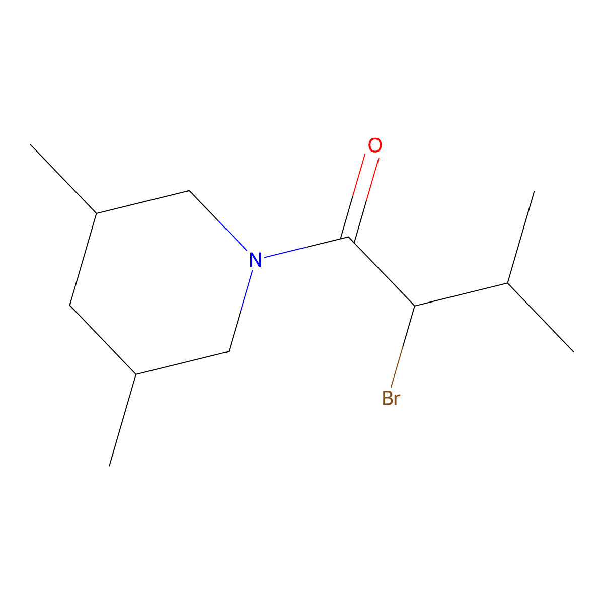 2-Bromo-1-(3,5-dimethylpiperidin-1-yl)-3-methylbutan-1-one molecular structure, CAS 1134516-21-4