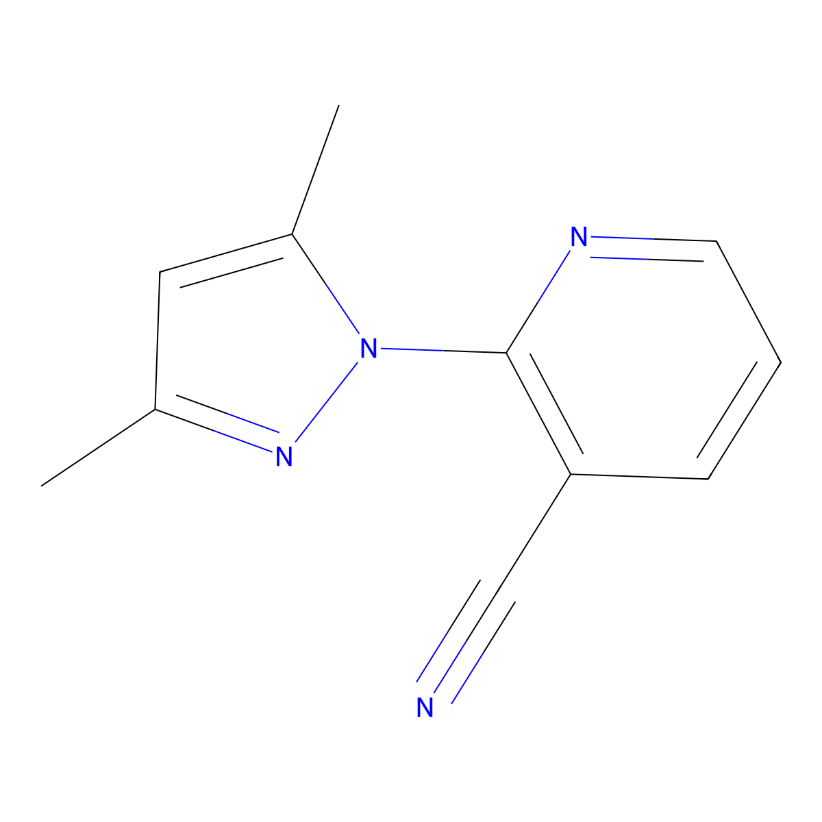 2-(3,5-dimethyl-1H-pyrazol-1-yl)nicotinonitrile molecular structure, CAS 1134518-34-5