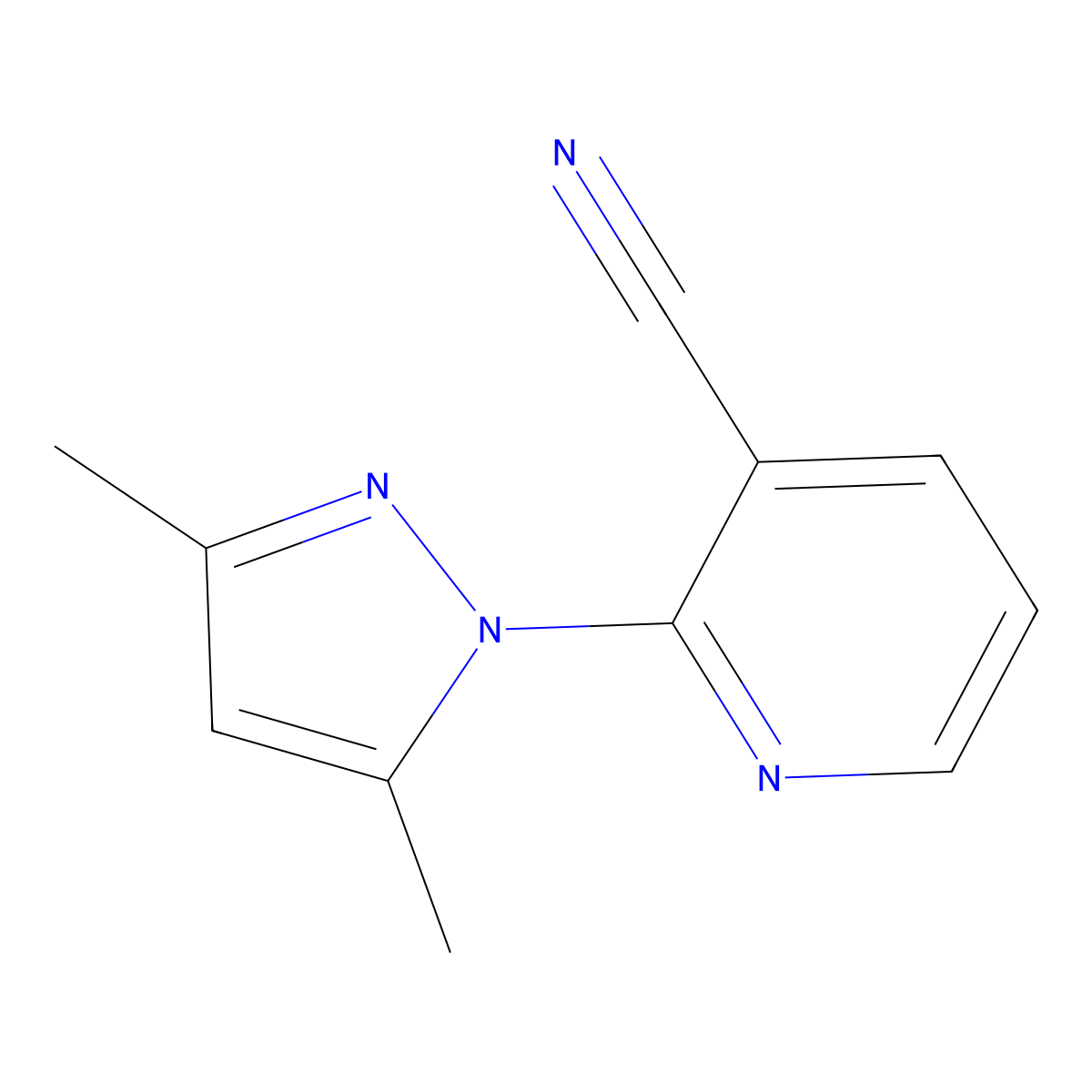 2-(3,5-dimethyl-1H-pyrazol-1-yl)nicotinonitrile molecular structure, CAS 1134518-34-5