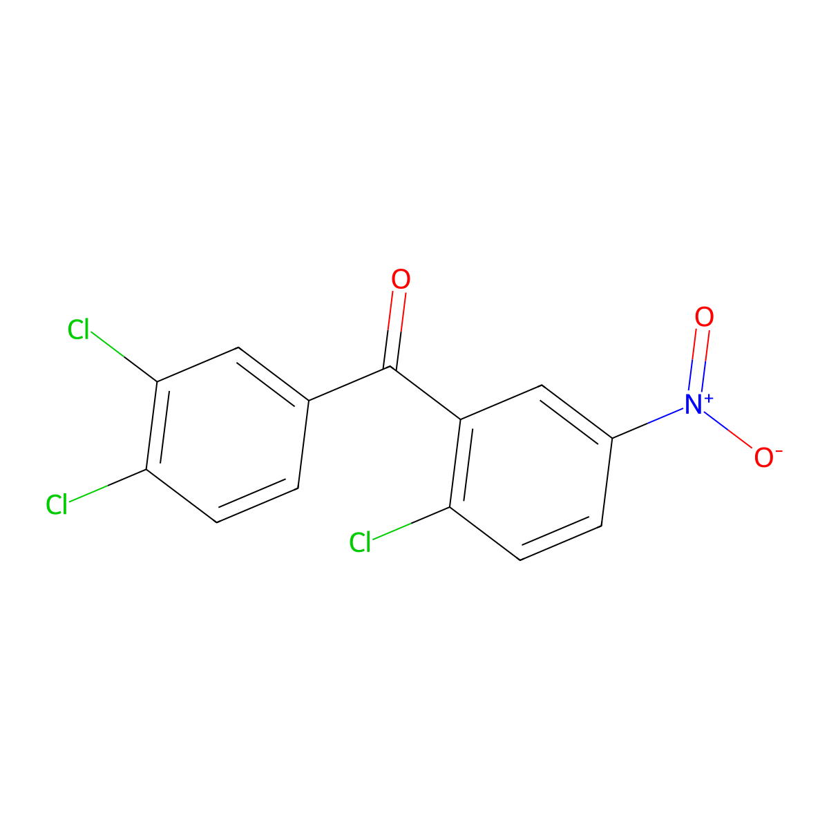 Methanone, (2-chloro-5-nitrophenyl)(3,4-dichlorophenyl)- molecular structure, CAS 113456-95-4