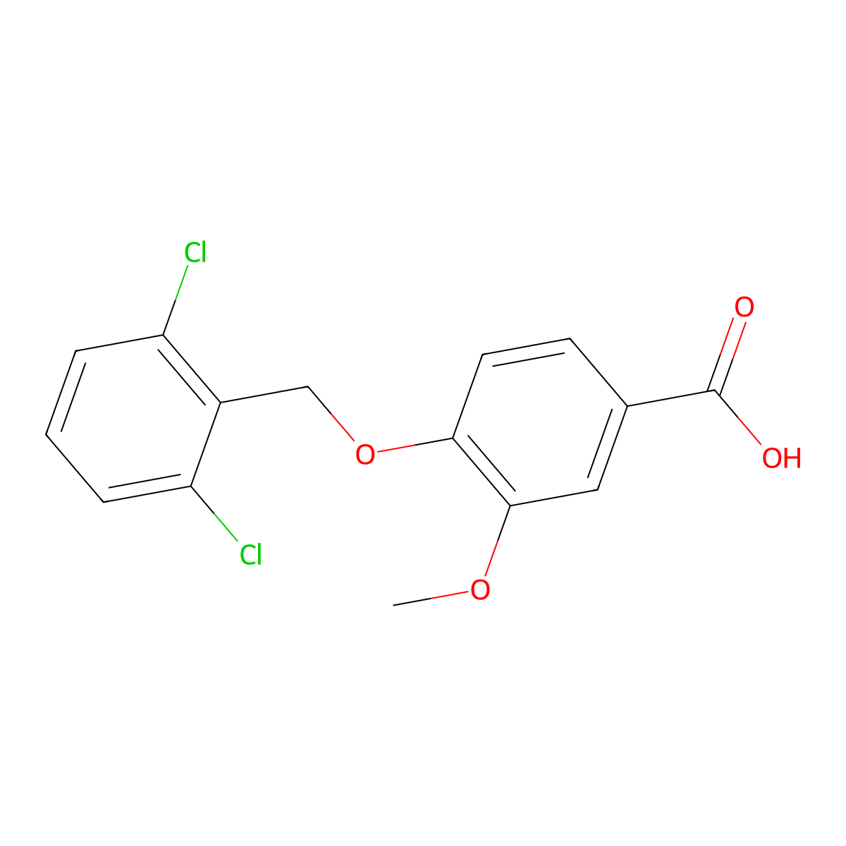 4-[(2,6-Dichlorobenzyl)oxy]-3-methoxybenzoic acid molecular structure, CAS 113457-30-0