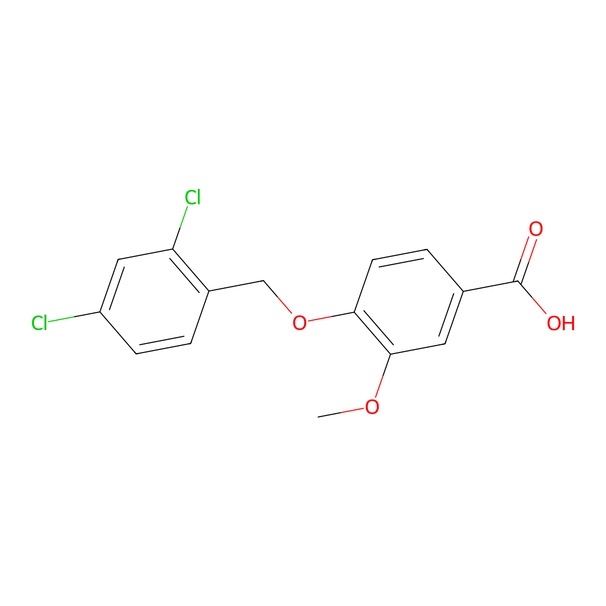 4-[(2,4-Dichlorophenyl)methoxy]-3-methoxybenzoic acid molecular structure, CAS 113457-31-1
